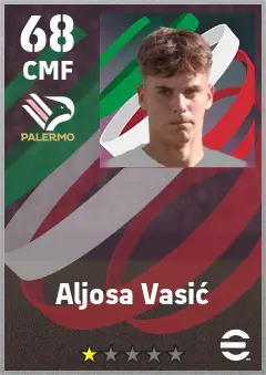 Aljosa Vasic eFootball 2026 player card — 68 OVR CMF