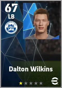 Dalton Wilkins eFootball 2026 player card — 67 OVR LB