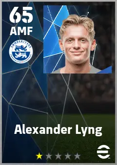 Alexander Lyng eFootball 2026 player card — 65 OVR AMF