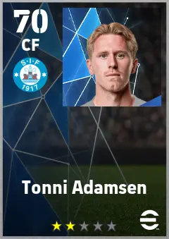 Tonni Adamsen eFootball 2026 player card — 70 OVR CF