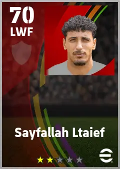 Sayfallah Ltaief eFootball 2026 player card — 70 OVR LWF