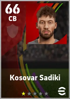 Kosovar Sadiki eFootball 2026 player card — 66 OVR CB