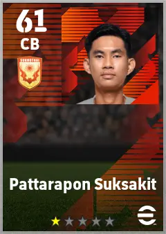 Pattarapon Suksakit eFootball 2026 player card — 61 OVR CB