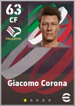 Giacomo Corona eFootball 2026 player card — 63 OVR CF