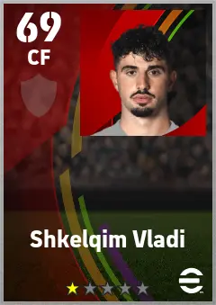 Shkelqim Vladi eFootball 2026 player card — 69 OVR CF
