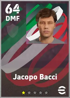 Jacopo Bacci eFootball 2026 player card — 64 OVR DMF
