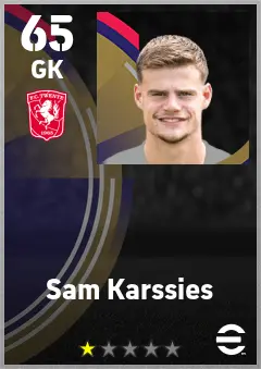 Sam Karssies eFootball 2026 player card — 65 OVR GK