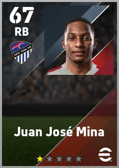 Juan Jose Mina eFootball 2026 player card — 67 OVR RB