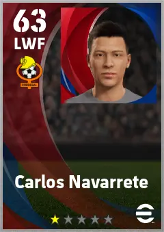 Carlos Navarrete eFootball 2026 player card — 63 OVR LWF