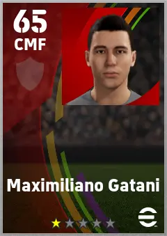Maximiliano Gatani eFootball 2026 player card — 65 OVR CMF