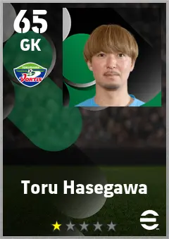 Toru Hasegawa eFootball 2026 player card — 65 OVR GK
