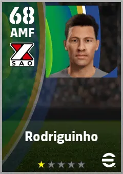 Rodriguinho eFootball 2026 player card — 68 OVR AMF