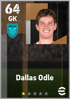Dallas Odle eFootball 2026 player card — 64 OVR GK