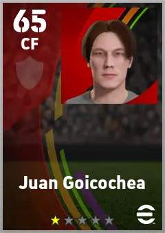 Juan Goicochea eFootball 2026 player card — 65 OVR CF