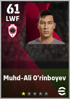 Muhd-Ali O rinboyev eFootball 2026 player card — 61 OVR LWF