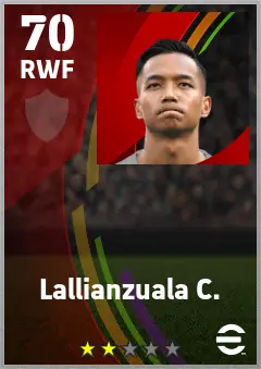 Lallianzuala C. eFootball 2026 player card — 70 OVR RWF