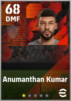 Anumanthan Kumar eFootball 2026 player card — 68 OVR DMF