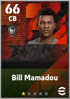Bill Mamadou eFootball 2026 player card — 66 OVR CB