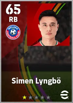 Simen Lyngbo eFootball 2026 player card — 65 OVR RB