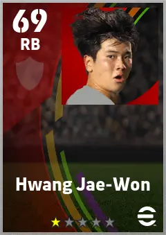 Hwang Jae-Won eFootball 2026 player card — 69 OVR RB