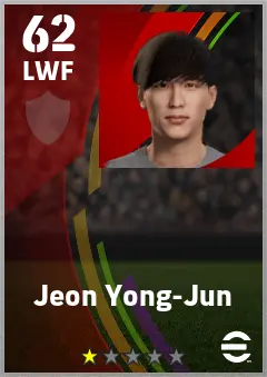 Jeon Yong-Jun eFootball 2026 player card — 62 OVR LWF