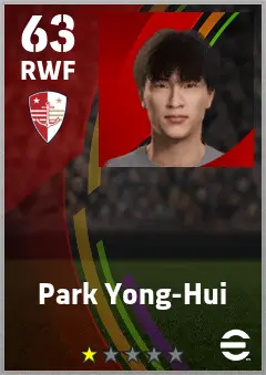 Park Yong-Hui eFootball 2026 player card — 63 OVR RWF