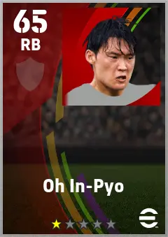 Oh In-Pyo eFootball 2026 player card — 65 OVR RB