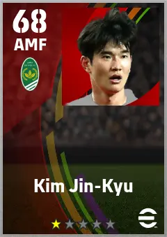 Kim Jin-Kyu eFootball 2026 player card — 68 OVR AMF