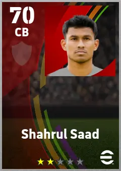 Shahrul Saad eFootball 2026 player card — 70 OVR CB