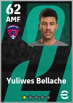 Yuliwes Bellache eFootball 2026 player card — 62 OVR AMF