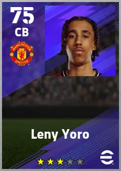 Leny Yoro eFootball 2026 player card — 75 OVR CB