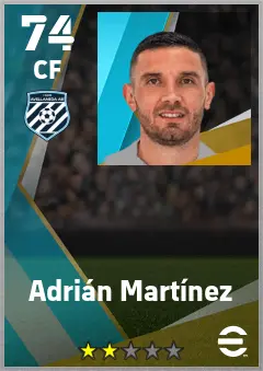 Adrian Martinez eFootball 2026 player card — 74 OVR CF