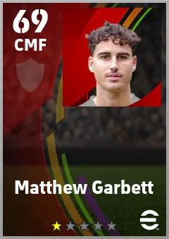 Matthew Garbett eFootball 2026 player card — 69 OVR CMF
