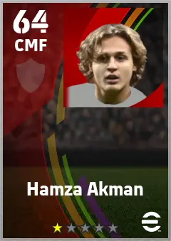 Hamza Akman eFootball 2026 player card — 64 OVR CMF