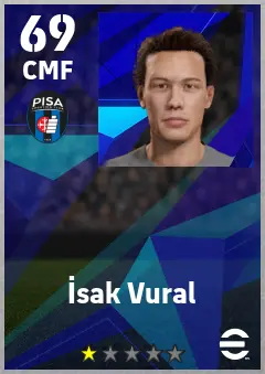 Isak Vural eFootball 2026 player card — 69 OVR CMF