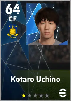 Kotaro Uchino eFootball 2026 player card — 64 OVR CF