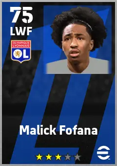 Malick Fofana eFootball 2026 player card — 75 OVR LWF
