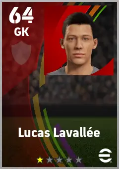 Lucas Lavallee eFootball 2026 player card — 64 OVR GK