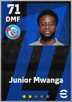 Junior Mwanga eFootball 2026 player card — 71 OVR DMF