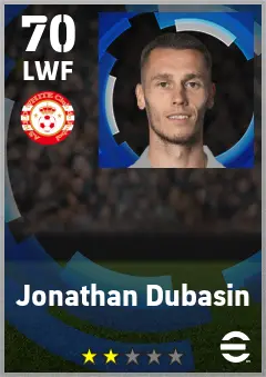 Jonathan Dubasin eFootball 2026 player card — 70 OVR LWF