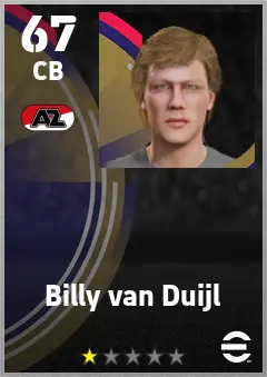 Billy van Duijl eFootball 2026 player card — 67 OVR CB