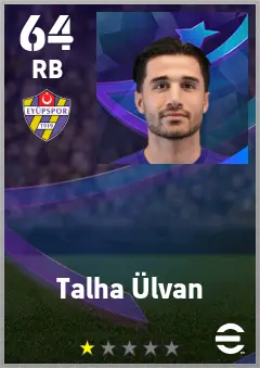 Talha Ulvan eFootball 2026 player card — 64 OVR RB
