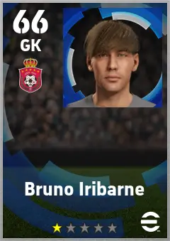 Bruno Iribarne eFootball 2026 player card — 66 OVR GK
