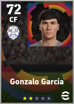 Gonzalo Garcia eFootball 2026 player card — 72 OVR CF