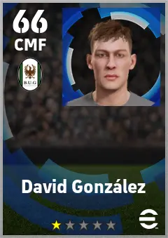 David Gonzalez eFootball 2026 player card — 66 OVR CMF