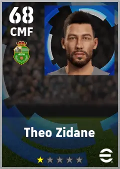 Theo Zidane eFootball 2026 player card — 68 OVR CMF