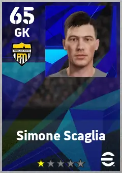 Simone Scaglia eFootball 2026 player card — 65 OVR GK