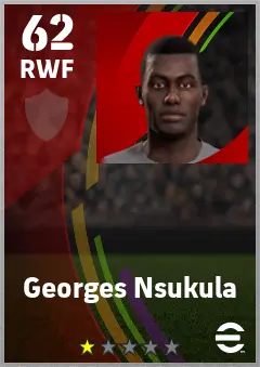 Georges Nsukula eFootball 2026 player card — 62 OVR RWF