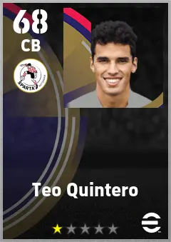 Teo Quintero eFootball 2026 player card — 68 OVR CB