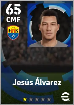 Jesus Alvarez eFootball 2026 player card — 65 OVR CMF